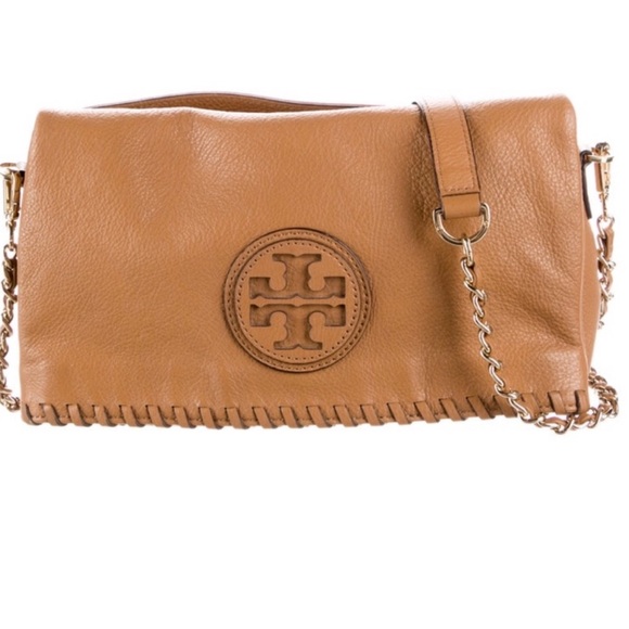 Tory Burch Boho Tan Crossbody Bag with Chain Strap and Whipstitch Detailing - Picture 6 of 8